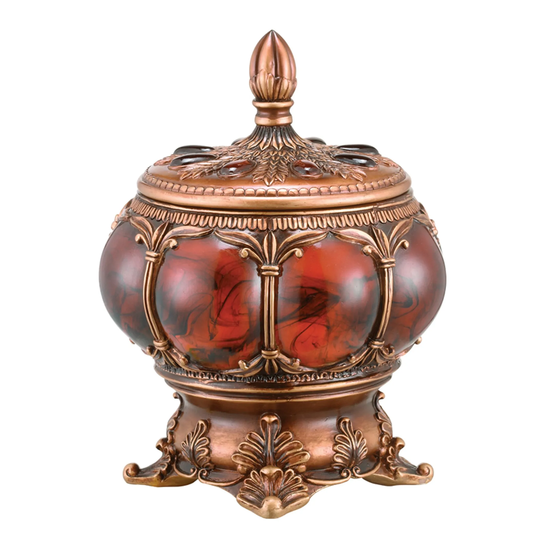 Resin Marbleized Jewelry Box With Gemstones and Crystals - Image 3
