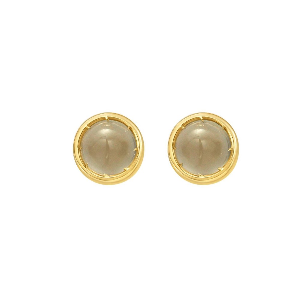 14K Yellow Gold Moonstone Birthstone Earrings