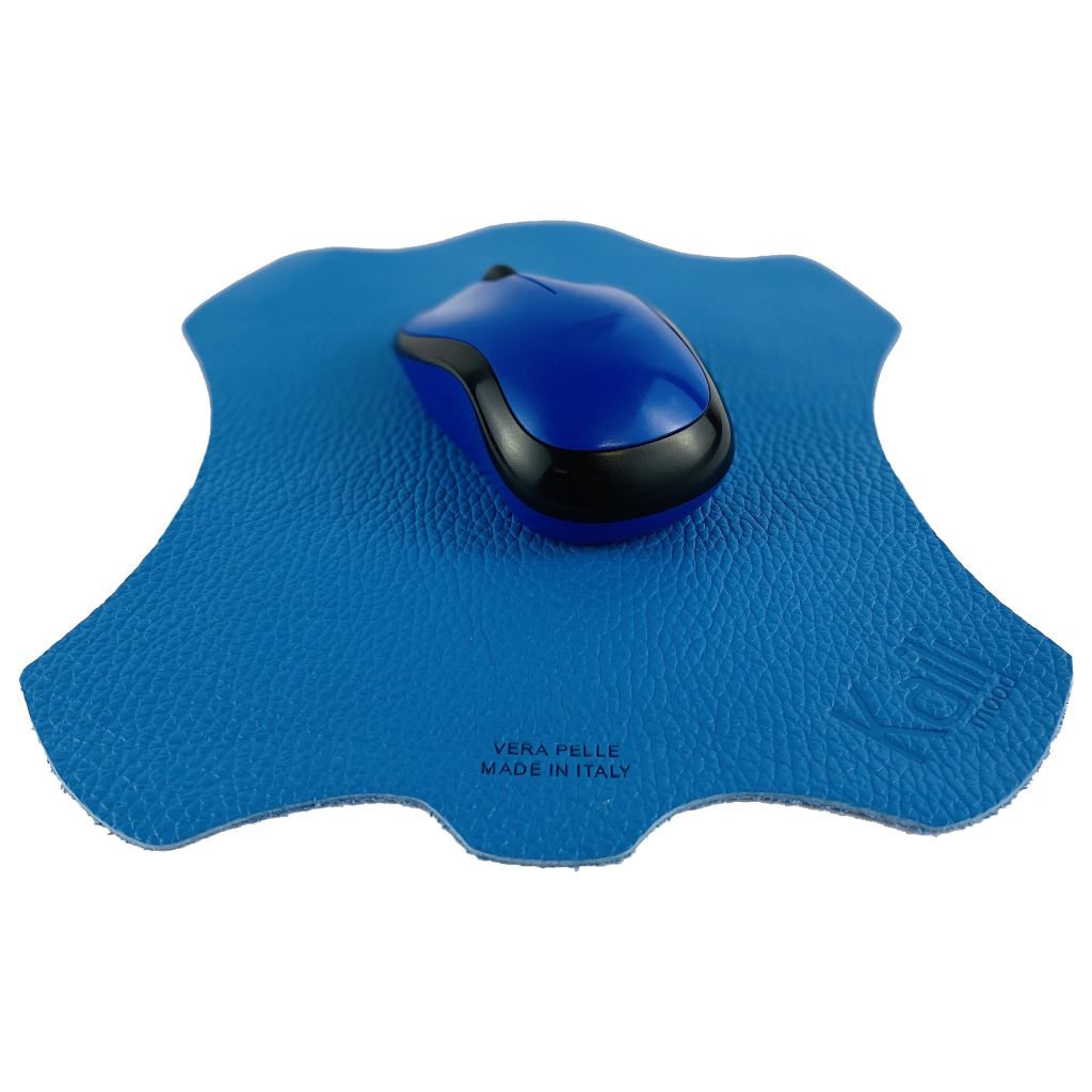 Italian Full-Grain Leather Mouse Pad – Light Blue