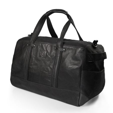 Black Canvas & Full-Grain Leather Duffle