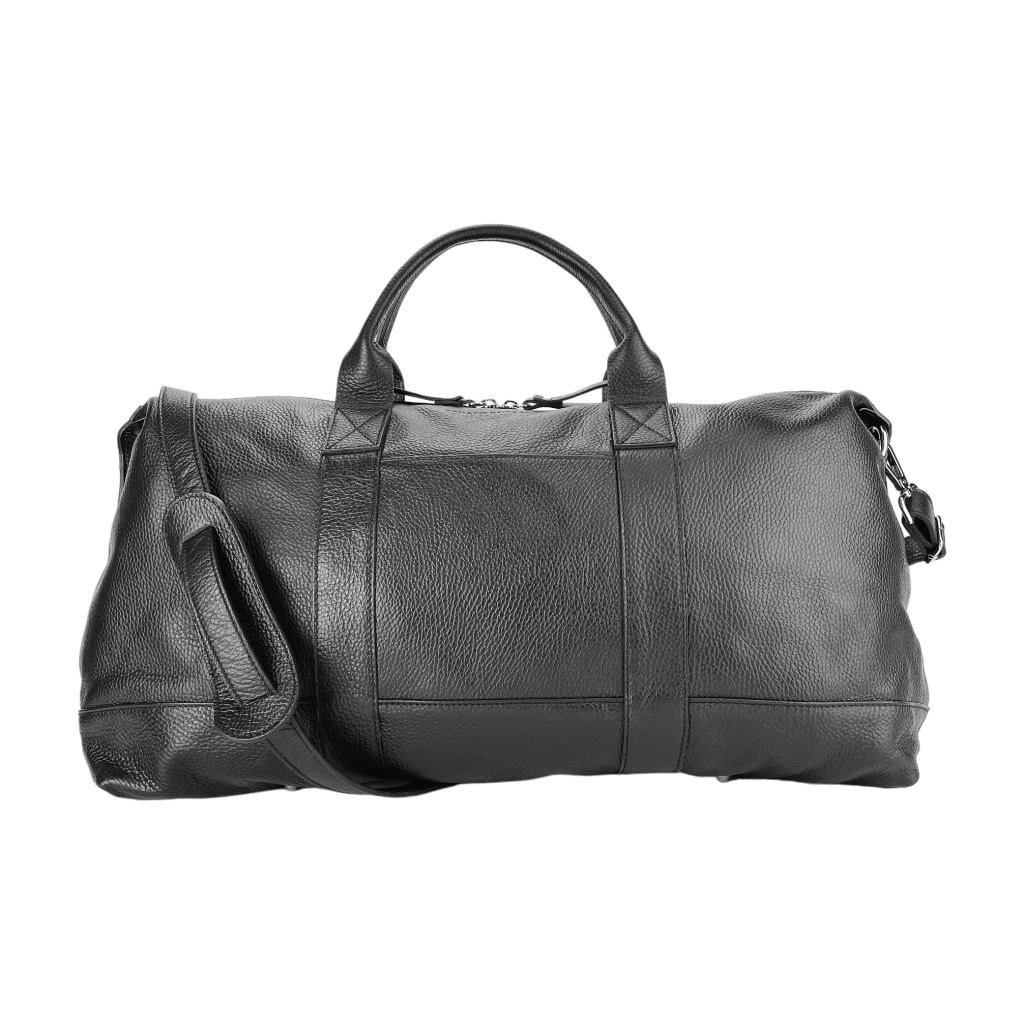Italian Leather Travel Bag with Removable Shoulder Strap – Black