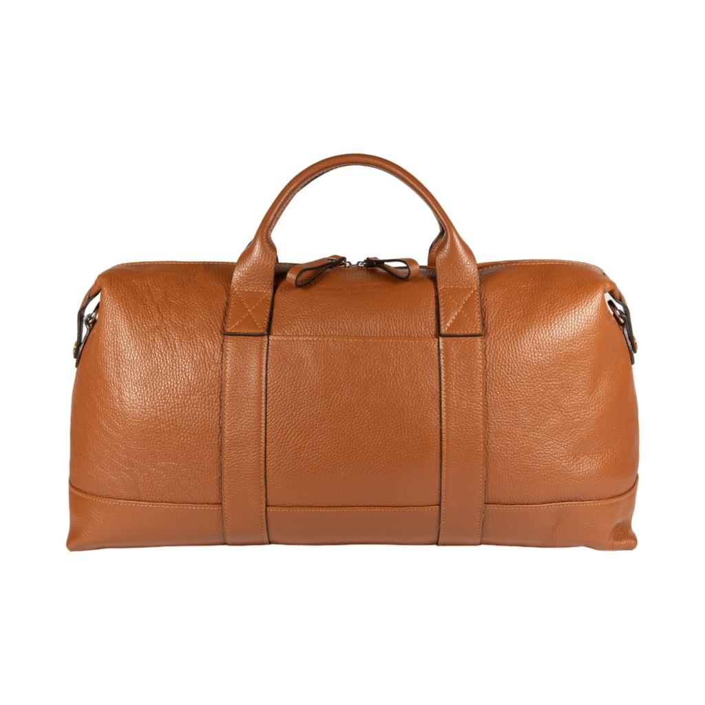 Italian Leather Travel Duffle with Removable Shoulder Strap – Cognac